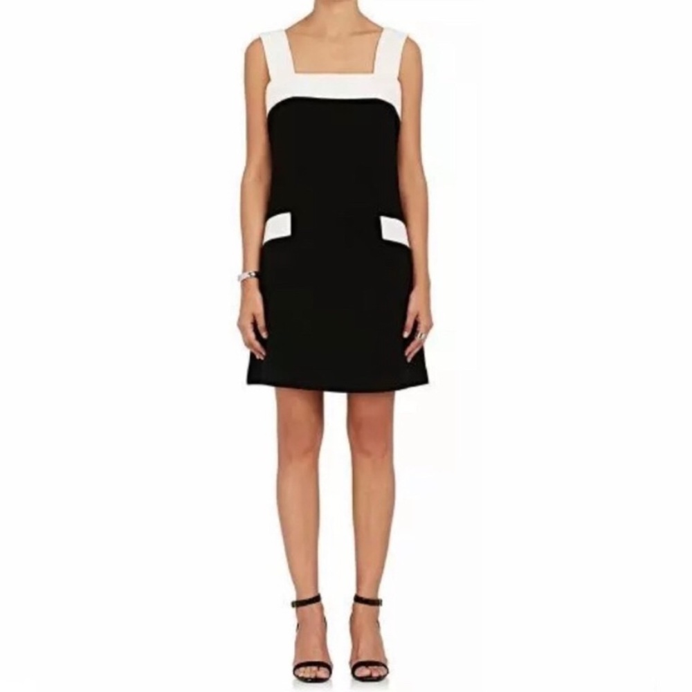 New! Lisa Perry Black and White Colorblock Square Neck Sheath Dress Size 6